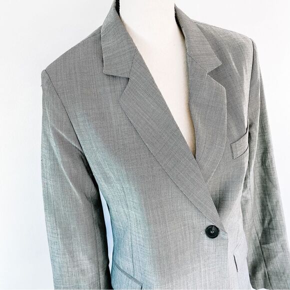 Nili Lotan Gray Classon Sharkskin Single Breasted Wool Jacket Blazer Sz 6 - Picture 4 of 13